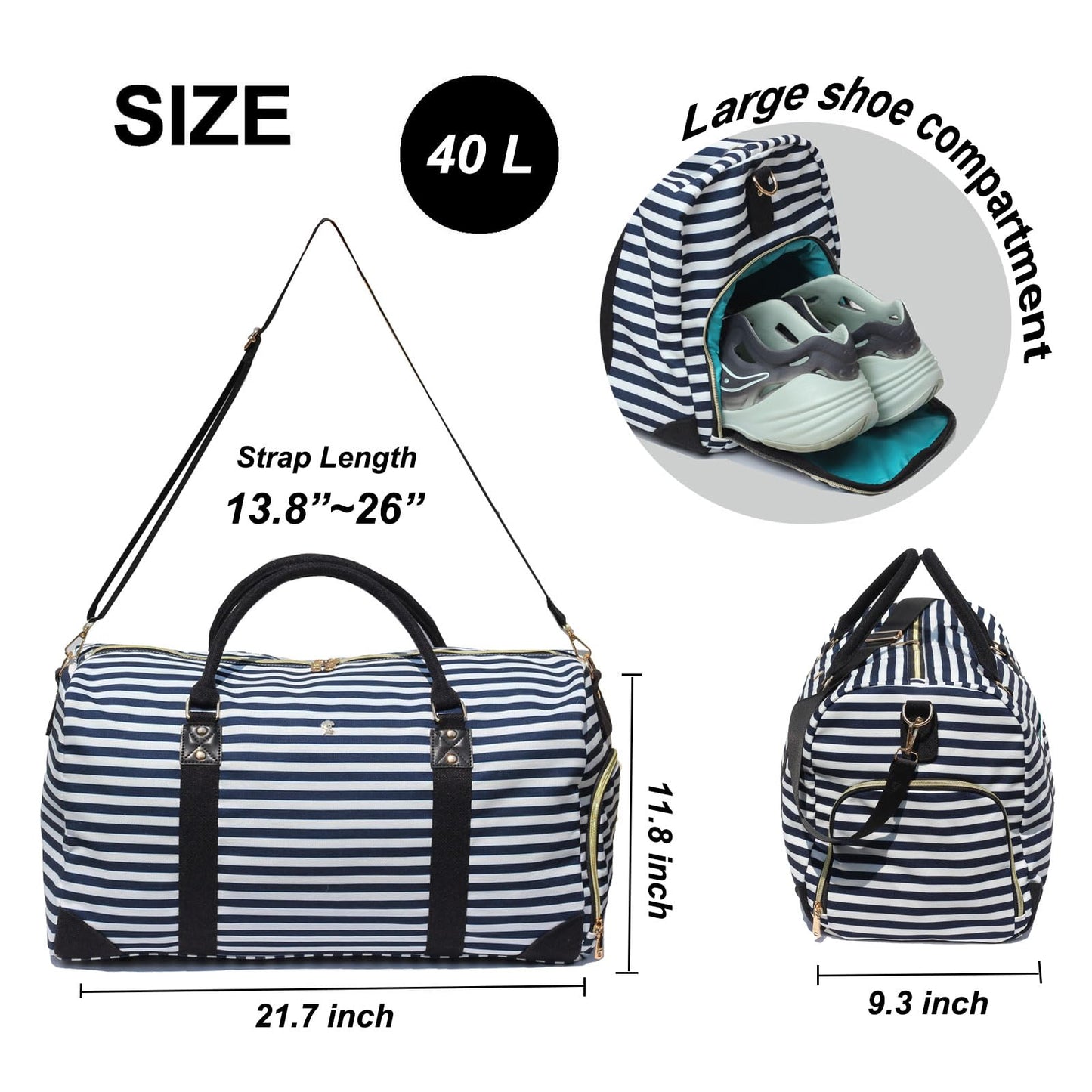 Travel Duffle Bag, Weekender Bag for Women with Shoe Compartment, Carry on Overnight Bag Gym Duffel Bag, Mommy Hospital Bags