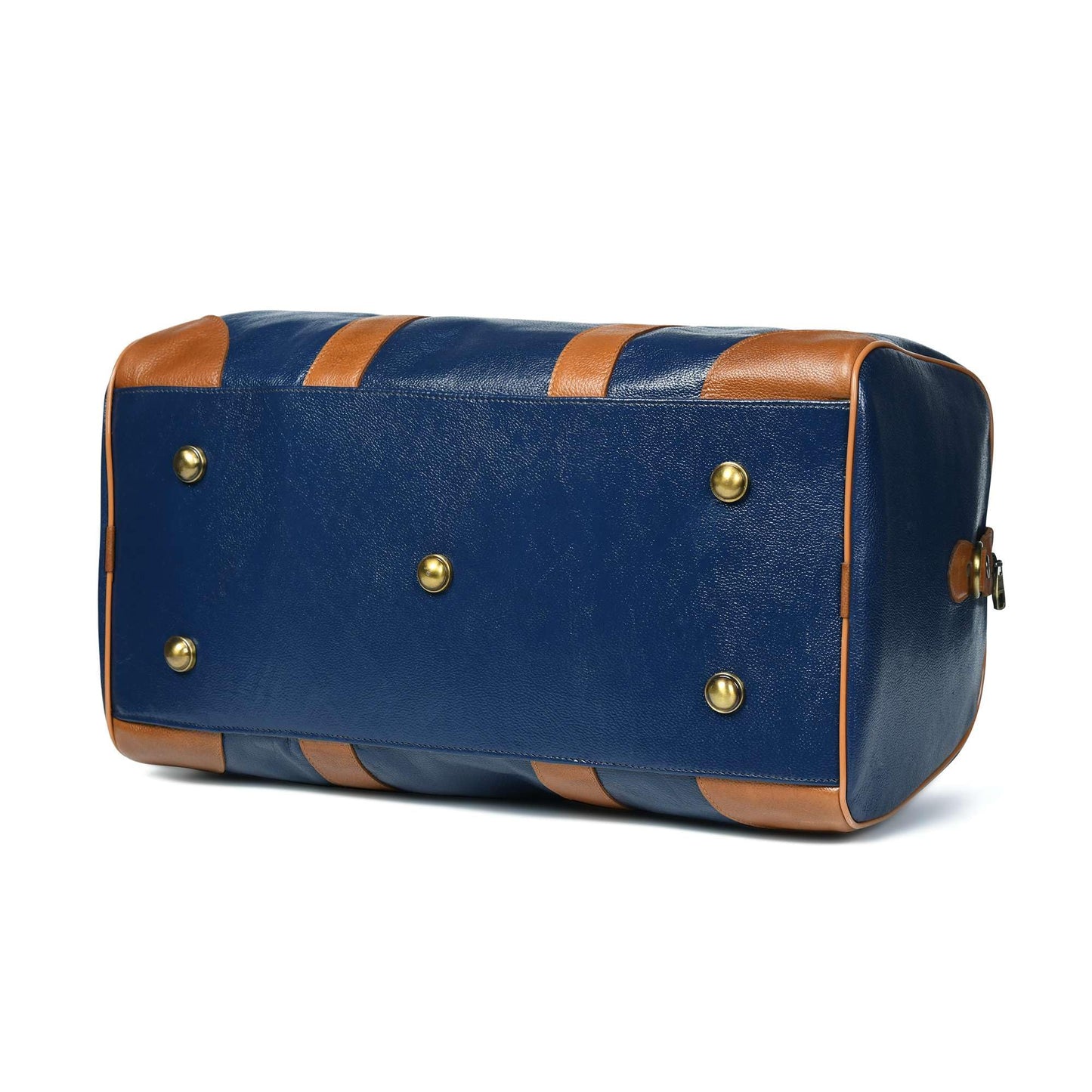 Adyan Leather Duffel Weekender Bag 20" for Men Women Handmade Soft Leather Overnight Weekend Travel Duffel Bags for Gym Sports (20 Inch, Navy Blue)