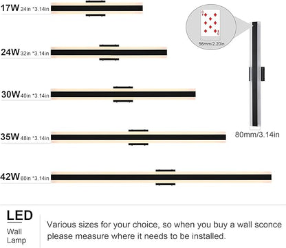 TODOLUZ 2-Pack 32-Inch LED Outdoor Wall Light Fixture, 24W IP65 Waterproof Exterior Linear Wall Mount Lighting, 5 Color Temperature Mode (3000K/3500K/4500K/5000K/6000K)