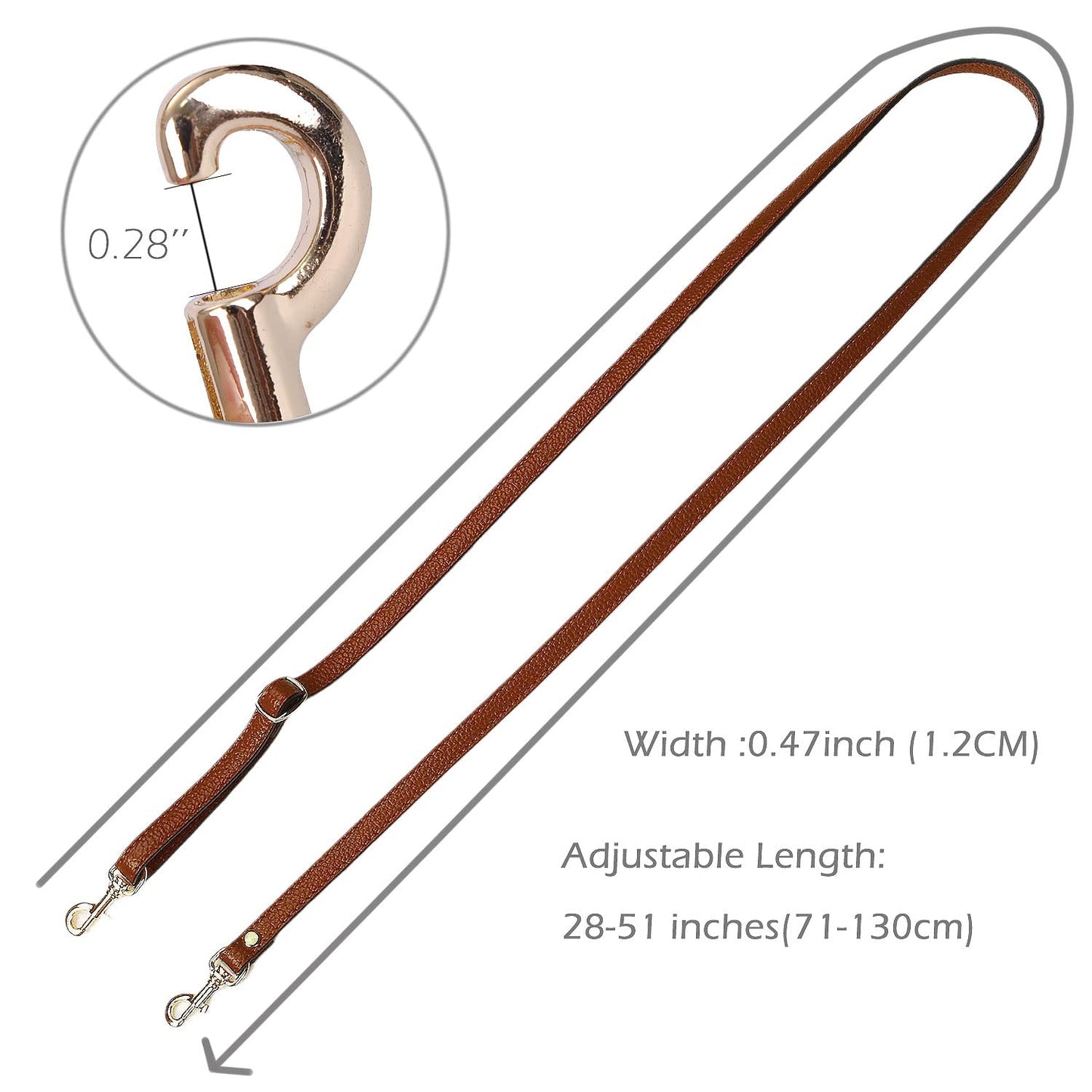 VanEnjoy Full Grain Leather Adjustable Replacement Cross Body Purse Shoulder Strap, 1/2” Width, Adjustable Length 25”-51” (Brown)
