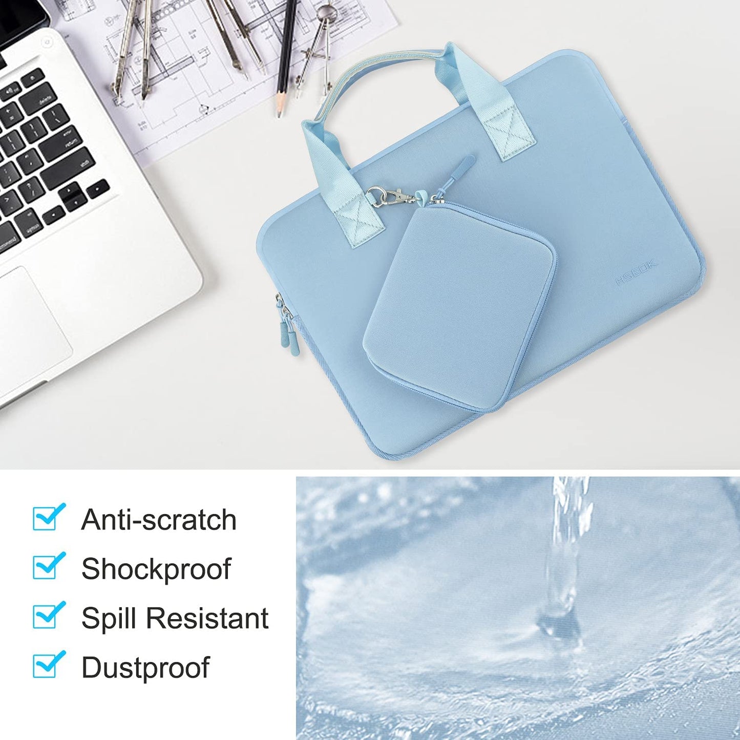Hseok Laptop Sleeve 13.3-14 inch Case with Small Pouch, Neoprene Computer Bag Compatible with MacBook Neo/Pro 14 M5/M4/M3/M2/M1, Mac Air/Pro 13.3, XPS 14 and Most 13-14 inch Notebooks,S02B01