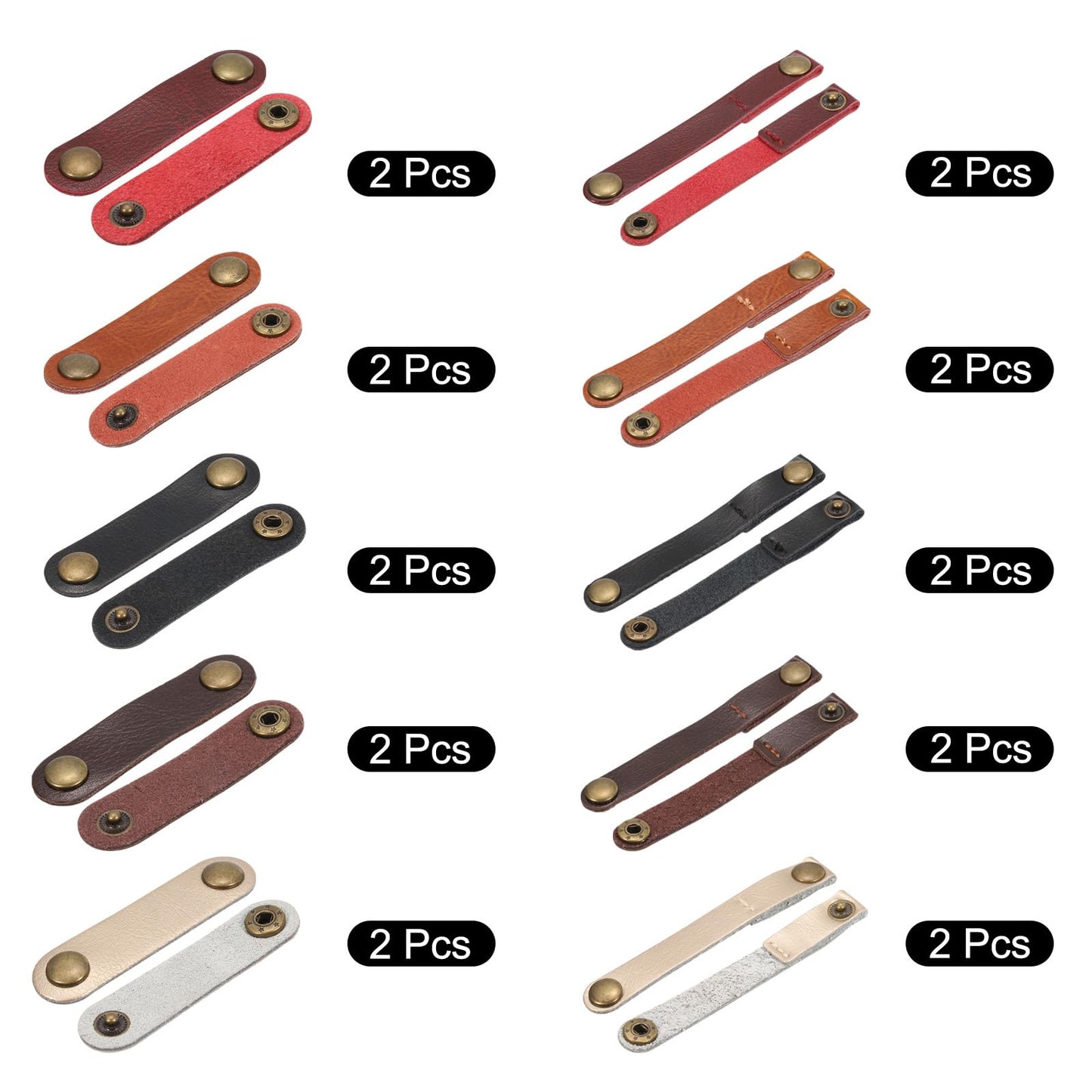 MECCANIXITY 20 Pcs Leather Cable Straps Cord Organizer 63x16mm Ties Soft Cord Holder Winder Keeper Cable Management for USB Cable, Headphone Wire, Earphone