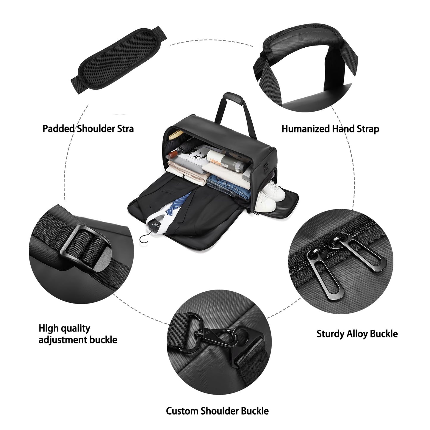 Garment Bags for Travel,45L Carry on Convertible Garment Duffle bag for Men Women - 3 in 1 Hanging Suit Travel Bag with Shoulder Strap