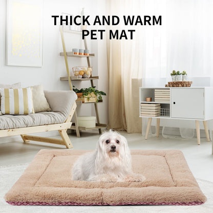 Vejaoo Dog Bed Mat Washable Cat Cushion Soft Premium Plush Dogs Mattress Sofa Dual Purpose Clearance for Small/Medium/Large Dog XZ014 (M(75 * 50CM), Short Plush Pink)