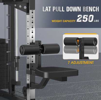 DONOW Smith Machine with Weight Stacks, Heavy Duty Home Gym System Power Cage Cable Crossover Machine Multi-Functional Trainer Ratio 1:1