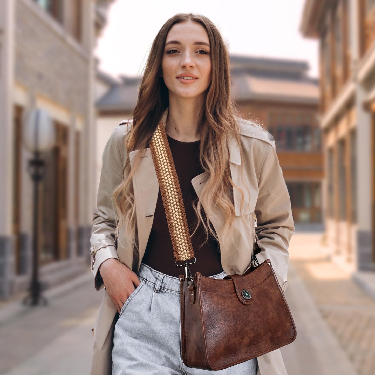 APHISON Crossbody Bags For Women Trendy, Vegan Leather Hobo Handbags Crossbody Purses Shoulder Bucket Bag with 2 Strap Coffee