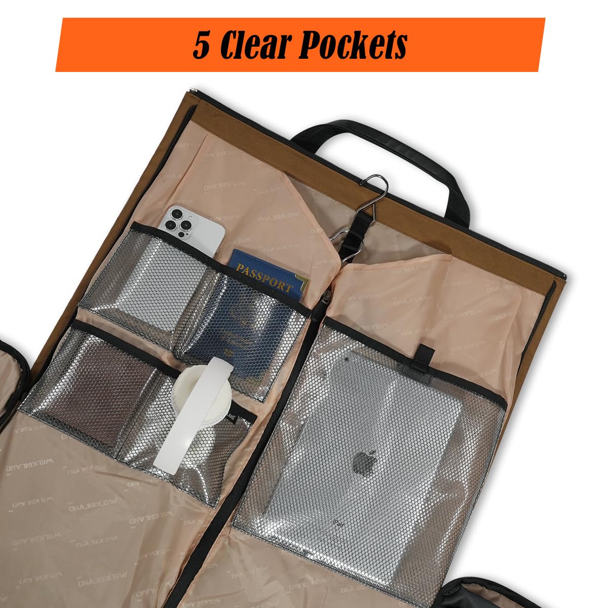WELKINLAND 2-Suit Garment Duffle Bags for Travel Men, 60L-Large Carry on Garment Duffel Bag, Convertible Garment Duffel Bag w/Shoe Compartment, Foldable Garment Bags for Hanging Clothes Travel