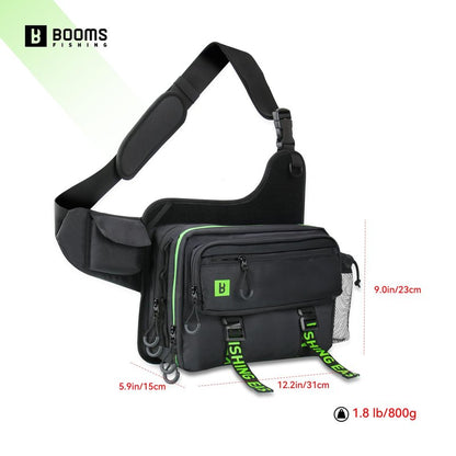 Booms Fishing Tackle Storage Bag - IB1 Fishing Gear Bag with Lures Operation Tray - Saltwater & Freshwater Fly Fishing Sling Bag for Men