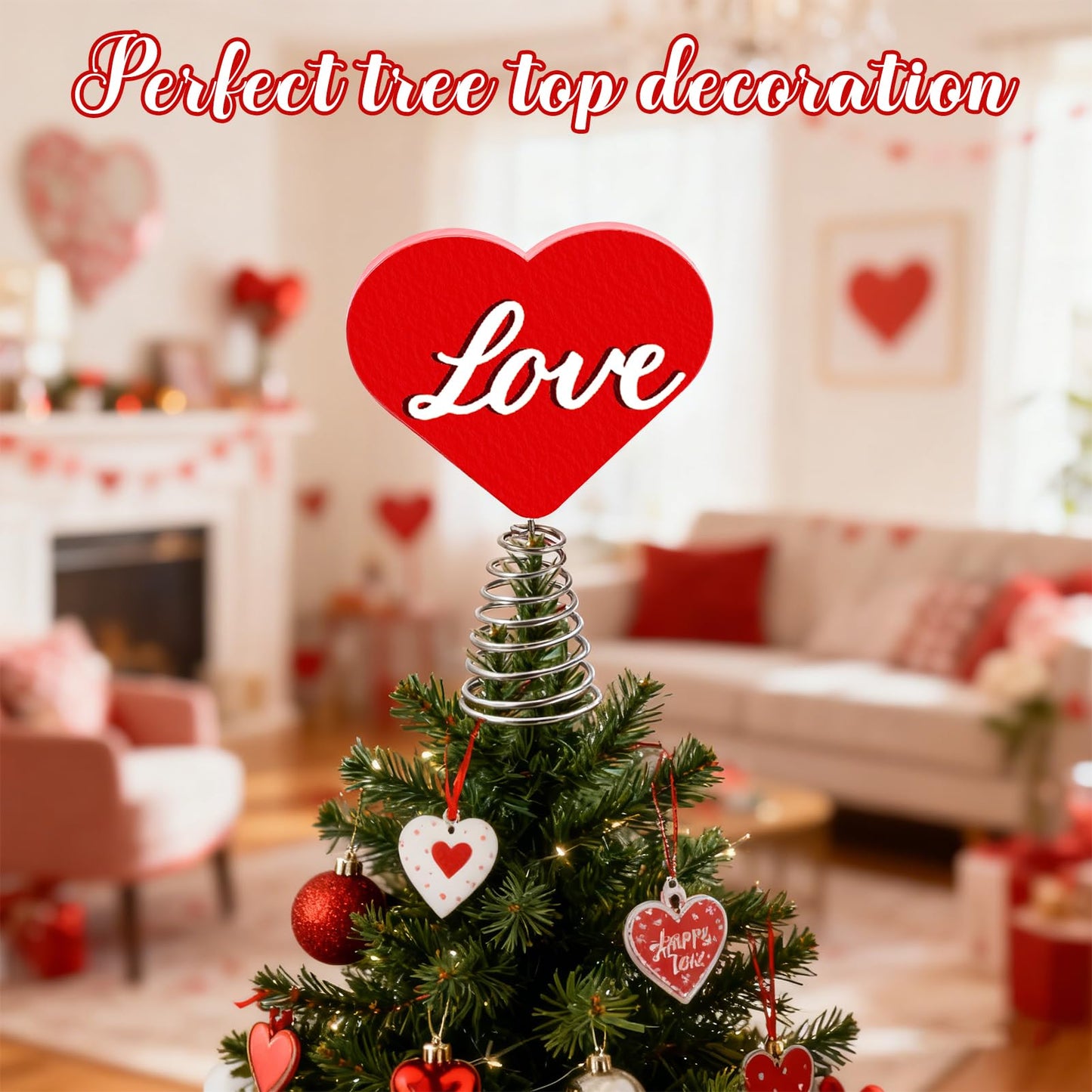 Valentine's Day & St. Patrick's Day Tree Topper,Heart and Shamrock Christmas Tree Topper Decorations,Holiday Trees Topper Set for Home Party Decor Tabletop Display Gift