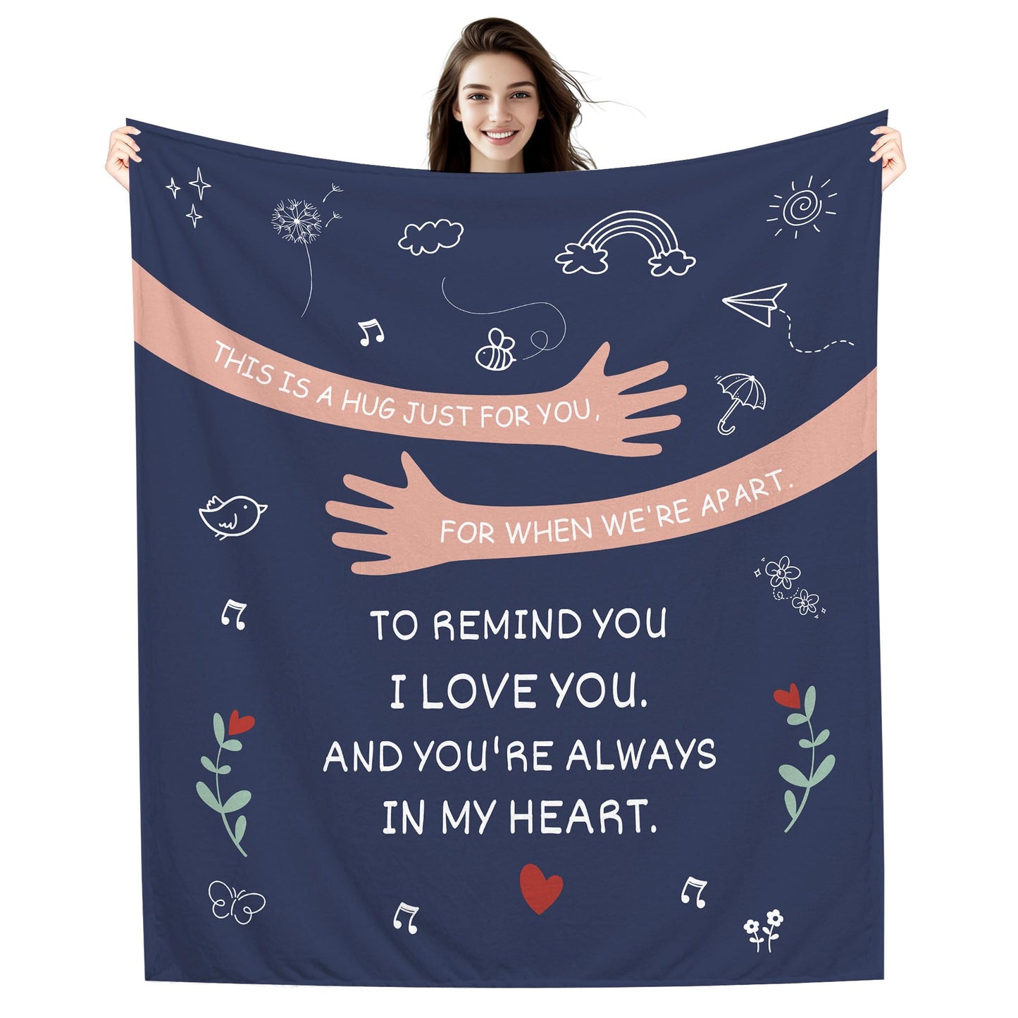 AprOcean This is a Hug just for You for When We're Apart to Remind You I Love You and You're Always in My Heart Blanket for Women Men Mom Dad Sister Birthday Reminder Throw Blanket Present(a)