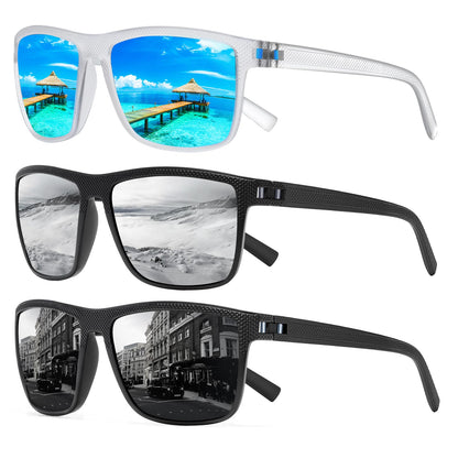 Square Polarized Sunglasses for Men and Women Lightweight Frame Sun Glasses with UV Protection