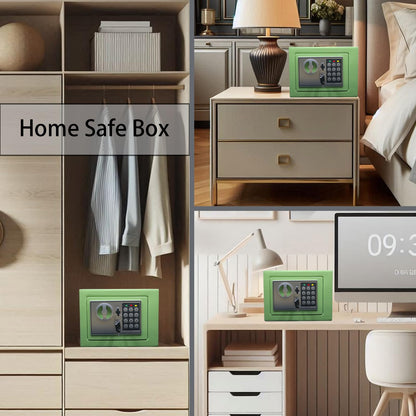 Yuanshikj Electronic Deluxe Digital Security Safe Box Key Keypad Lock Home Office Hotel Business Jewelry Gun Cash Use Storage money (LIGHT GREEN)