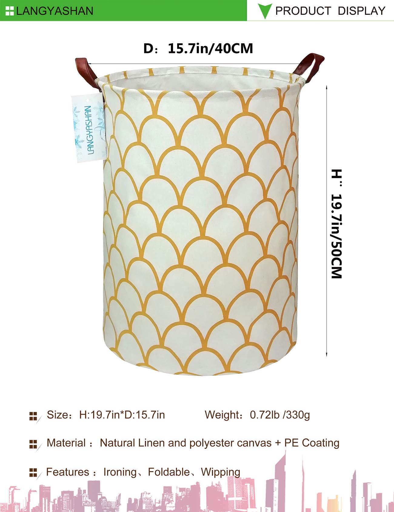 LANGYASHAN Laundry Hamper Collapsible Kids Storage Basket Waterproof Fabric Toy Clothes Organizer Bin for Children Bedroom Bathroom (Gold egg)