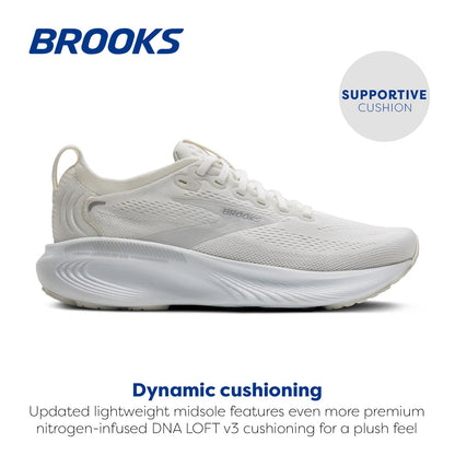 Brooks Women’s Adrenaline GTS 25 Supportive Running & Walking Shoe - White/White/Silver - 5 Wide
