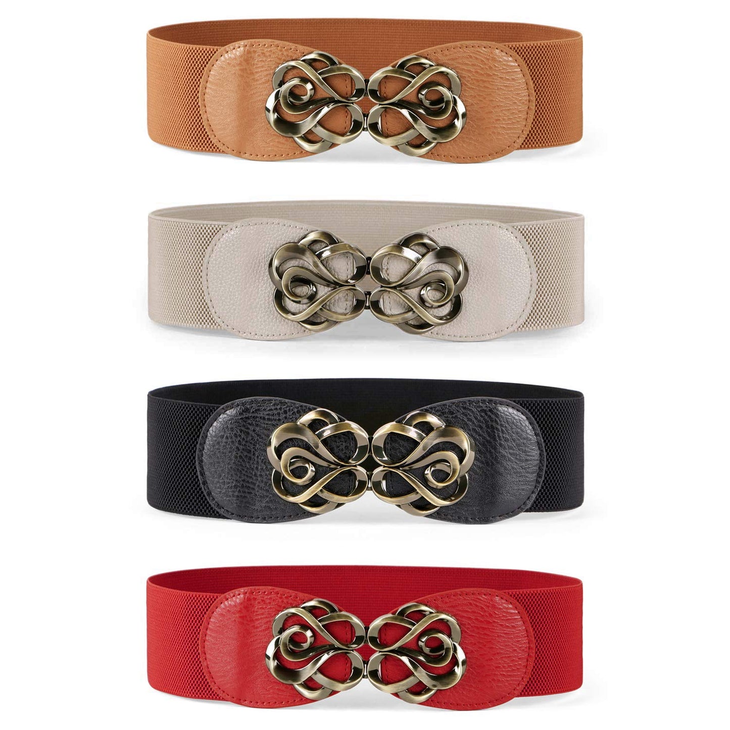 JASGOOD Women Stretchy Belts for Dresses Vintage Elastic Wide Waist Belts, Halloween Cosplay Belt