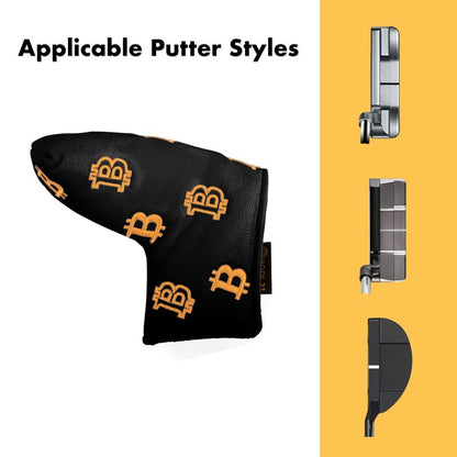 Bitcoin Golf Putter Cover for Blade Putters - Golf Headcovers for Club Protection - HODL 21 Golf Accessories (Black)