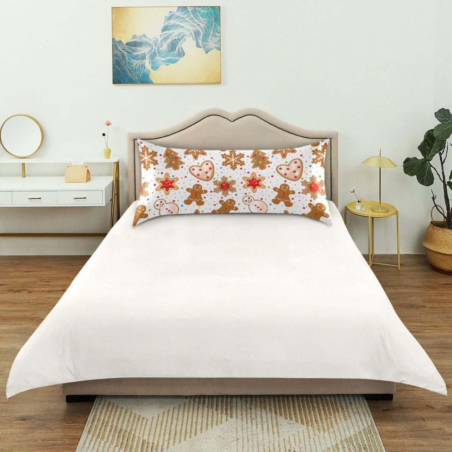 Dalzium Christmas Satin Pillowcase for Hair and Skin Gingerbread Cookies Silk Pillow Case Soft and Cozy Body Pillow Covers Standard Size with Envelope Closure