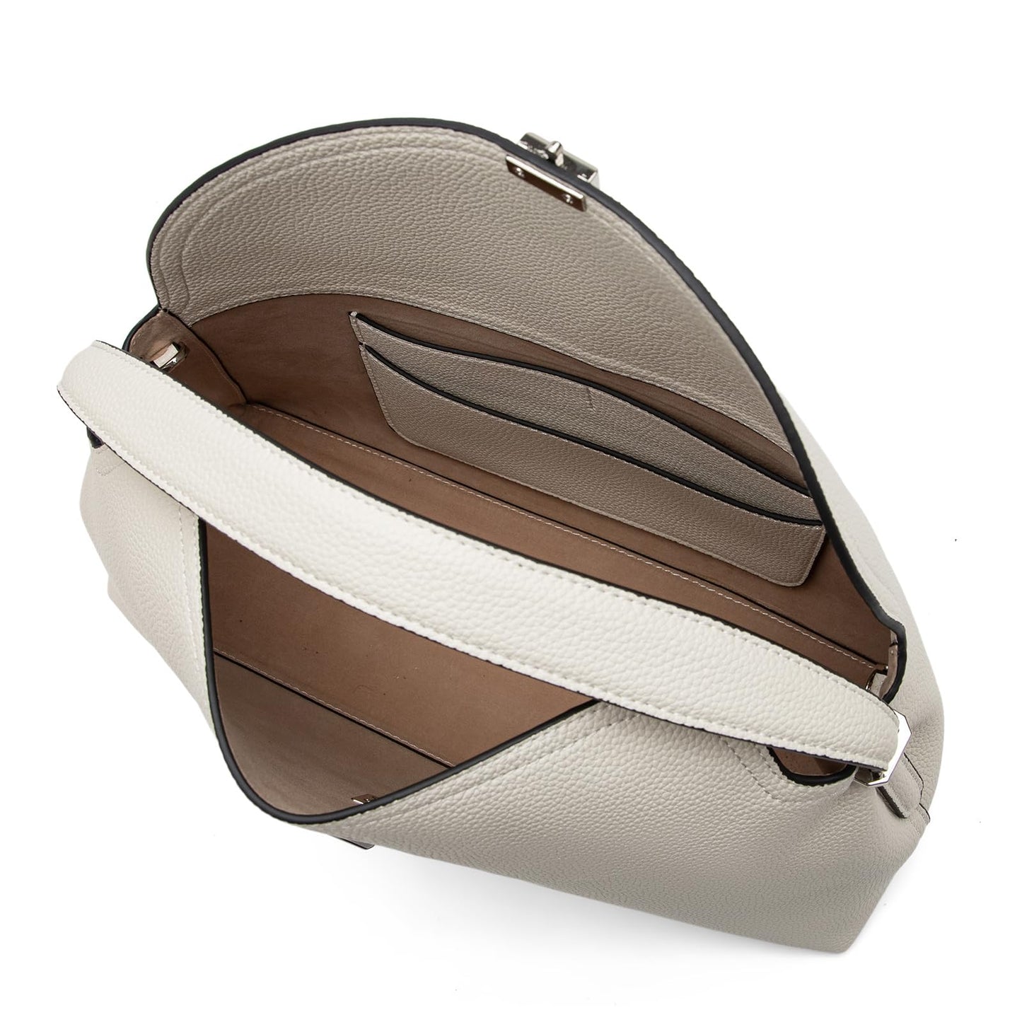 NGGU White Leather Crossbody Bag for Women, Multiple Compartments for Everyday & Travel