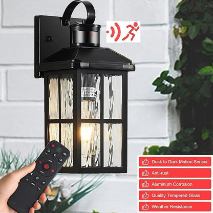 Porch Lights Outdoor with Remote Control: Motion Sensor Exterior Lighting Fixtures Intelligent 3 Lighting Modes Outdoor Wall Lights Sconce Lights for House Patio Front Door Garage