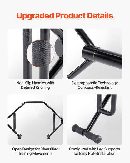 VEVOR Trap Bar Hex Bar, Open-Ended Frame Hex Barbell, 2-Inch 800 LBS Capacity Shrug Bars with Knurled Grips, Weightlifting and Strength Training Equipment, Home Gym for Squats Deadlifts Shoulder Press