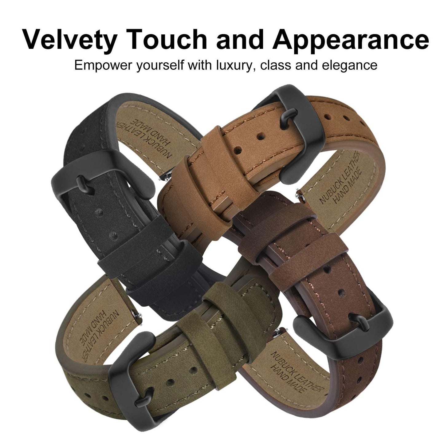 WOCCI 18mm Retro Leather Watch Band for Men and Women, Quick Release Replacement Strap with Black Buckle (Dark Brown)