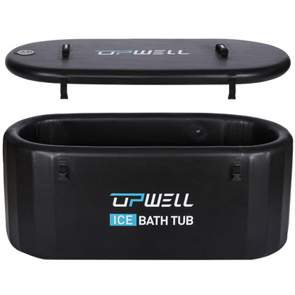 UPWELL Cold Plunge Tub Large Portable Oval Inflatable Ice Bath with Cover Tub for Cold Water Athletes Large Baths for Therapy Recovery at Home or Outdoors Ice Plunge Black
