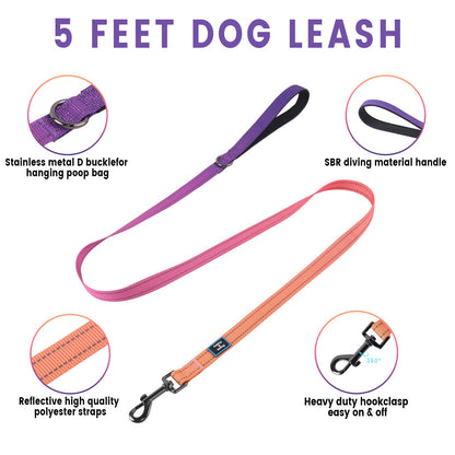 Roses&Poetry Dog Harness with Leash, No Pull Adjustable Harness Leash, Reflective Dog Halter Harnesses Comfort Padded Handle, Pet Walking Harness for Medium Dogs（Mistyrose-M）