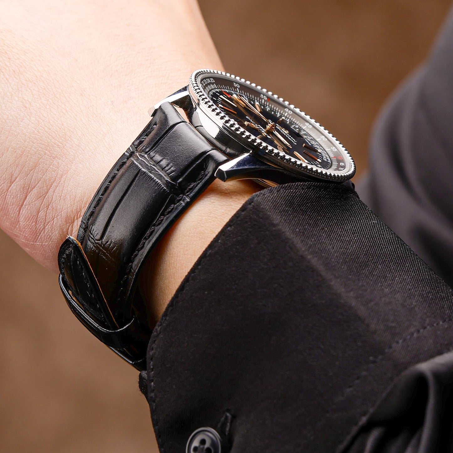 DITOU Watch Straps for Men with Quick Release, Luxury Alligator Grain Embossed Leather Watch bands, Top Grain Genuine Leather Watchband Replacements 19mm, 20mm, 21mm, 22mm