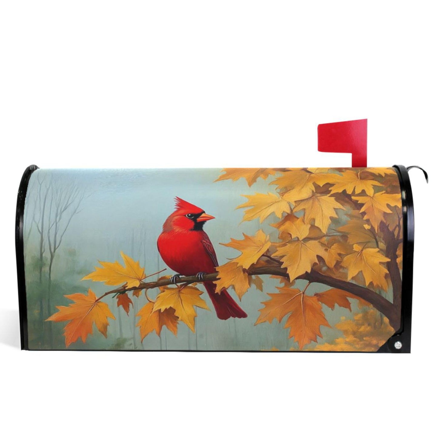 Wamika Autumn Melody Mailbox Covers Standard Size Fall Cardinal Bird Sunflower Maple Leaves Magnetic Mail Wraps Cover Letter Post Box 21" Lx 18" W