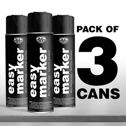 Fox Valley Easy Marker Inverted Marking Spray Paint, Black - 18 oz (Pack of 3), Upside Down Marking Paint for Grass & Tree Marking, Parking Lot, Quick Drying & Durable
