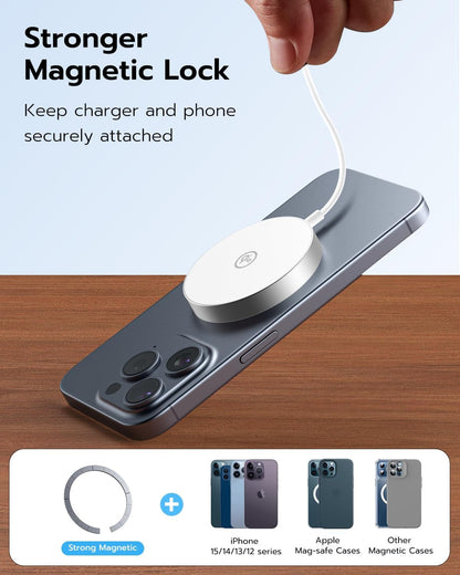 NewQ Magnetic Wireless Charging Pad, Certified 15W Wireless Charger Mag-Safe Compatible with iPhone 16/16 Plus/16 Pro/16 Pro Max/15/14/13/12 Series (2PCS Wireless Charger)