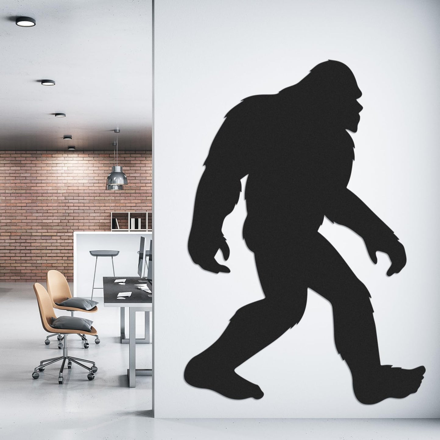 Affrolling Bigfoot Wall Decal Large 60 x 42 Inch Sasquatch Big Foot Silhouette Peel and Stick Wall Decals for Office Home Decor Gifts for Sasquatch Bigfoot Lovers(Black)