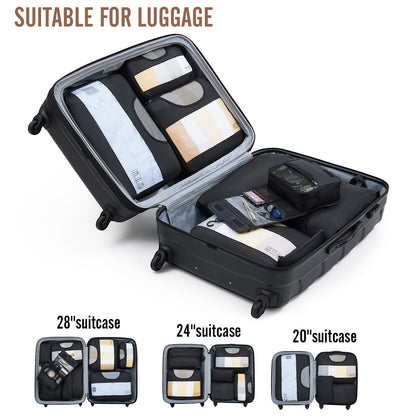 Veken 8 Set Packing Cubes for Travel Essentials, Suitcase Organizer Bags Set for Luggage, Road Trip Travel Accessories in 4 Sizes (Extra Large, Large, Medium, Small), Black