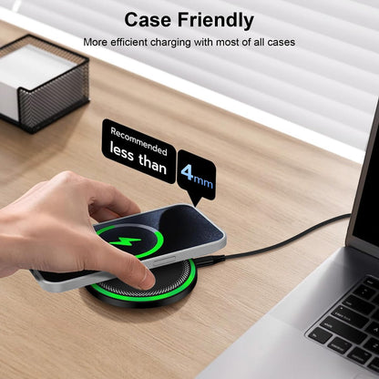 Wireless Charger Samsung Fast Charging Pad for Galaxy S25 Ultra/S25 Plus/S24 FE Ultra/S23/S22/S21/Z Flip Fold 6,15W Wireless Phone Charger Android Charging Mat Station for Google Pixel 9a 9 Pro XL 8a