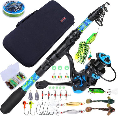 Telescopic Fishing Rod and Reel Combo - Carbon Fiber Travel Kit with 11+1 Bearings | Ideal for Bass, Trout, Catfish, Redfish