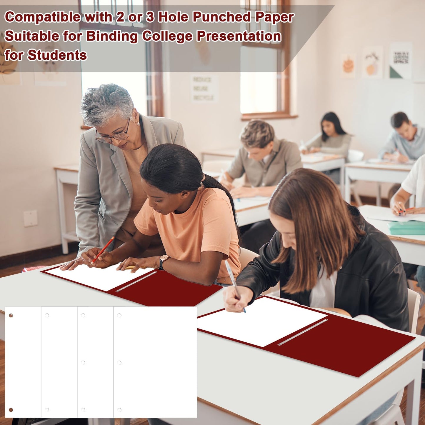 gisgfim 40 Pcs 11'' x 17'' Pressboard Report Cover 3" Capacity Metal Prong Paper Fastener with Compressor Presentation Binder Folder to Neatly Bind Reports Proposals Transcripts Document (Red)