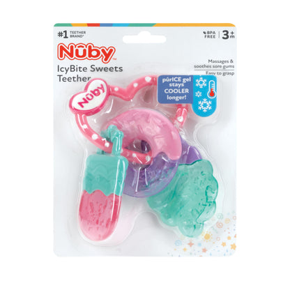 Nuby ICY Gel Teether Ring, Popsicle, Donut and Ice Cream - 3+ Months