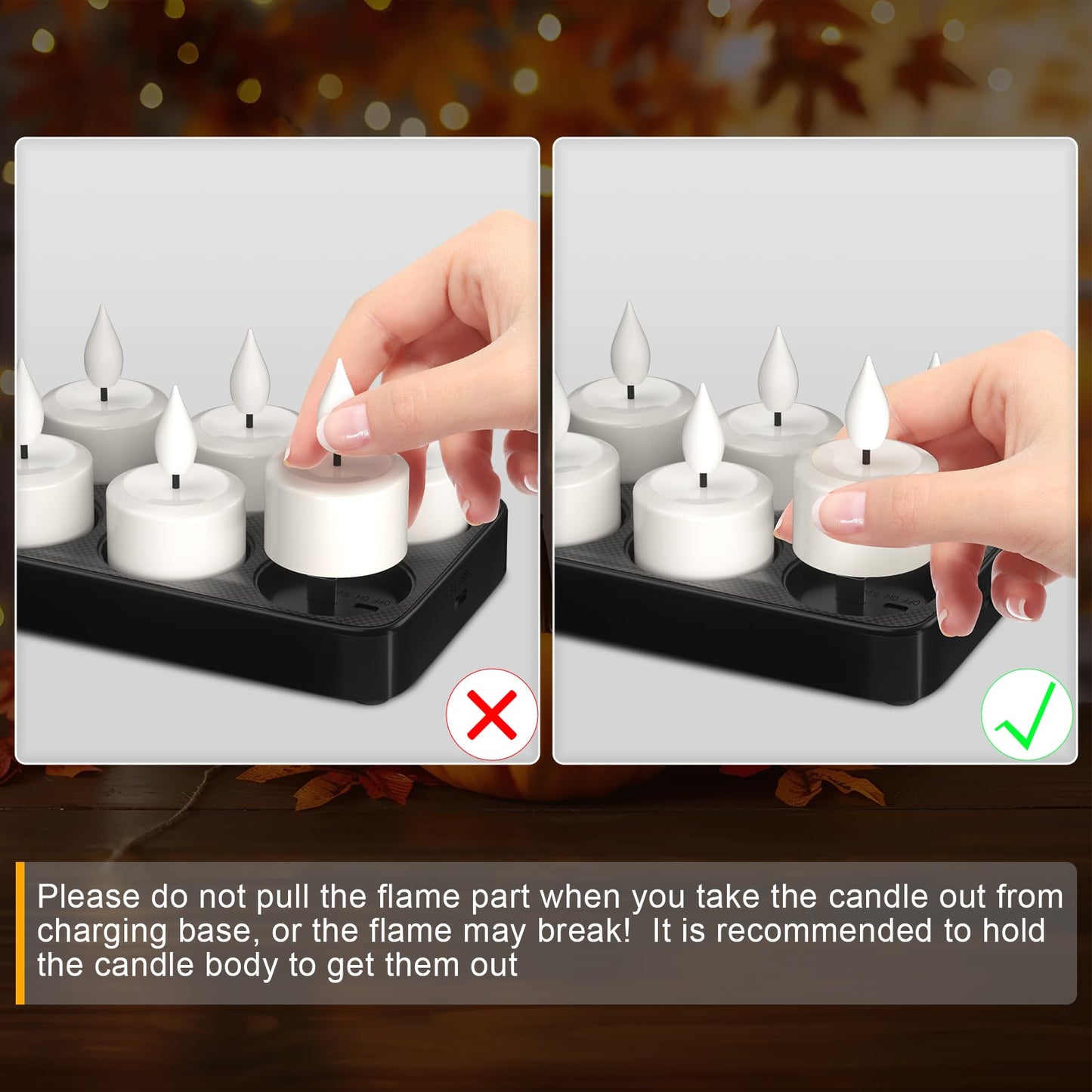 PChero Rechargeable Flameless Candles with Remote Timer & Charging Base, Long Lasting LED Tealight Battery Operated Flickering Candles for Home Decor Wedding Halloween Christmas, 6 Pack
