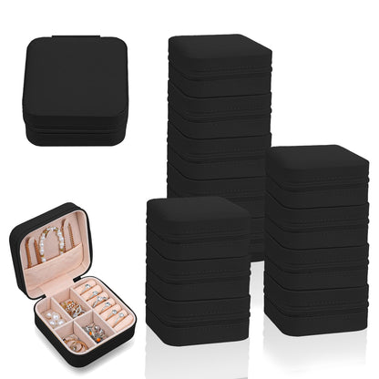 Meyeyaia 12pcs Mini Travel Jewelry Case,Black Bridesmaids Proposal Small Jewelry Box Mini Jewelry Organizer,Small PU Leather Portable Storage Box for Rings,Earrings,Necklaces,Pendants,Bracelets