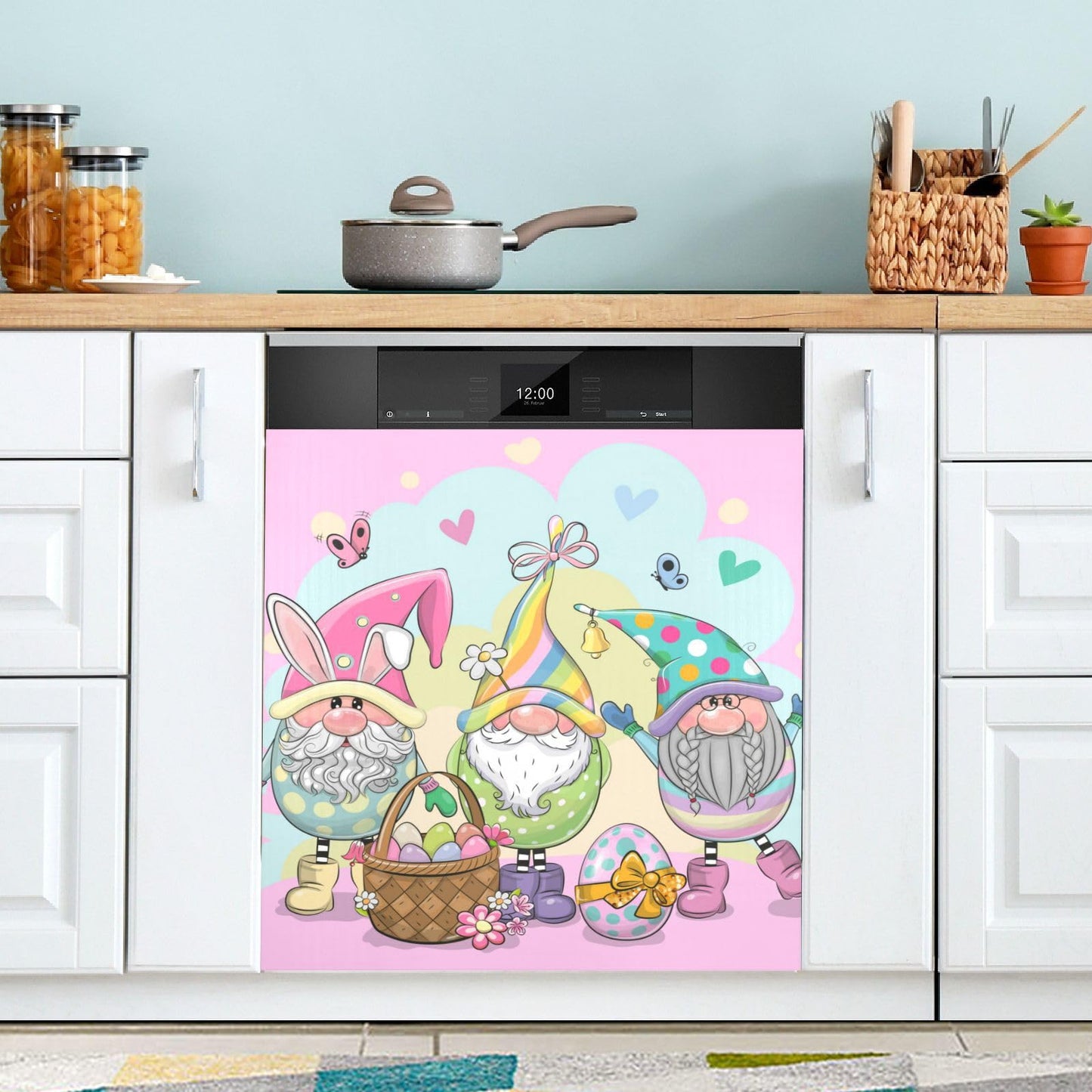 Kigai Easter Gnome Dishwasher Magnet Cover, Reuseable Kitchen Fridge Door Magnet Sticker, Waterproof Refrigerator Microwave Magnet Cover Hoilday Party Decor, 23 x 26 Inch