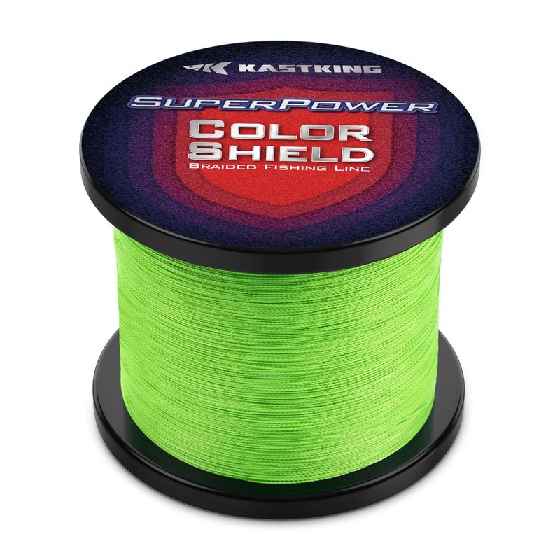 KastKing Superpower ColorShield Braided Fishing Line, Neon Green, 20LB, 300Yards, X4