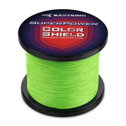 KastKing Superpower ColorShield Braided Fishing Line, Neon Green, 30LB, 300Yards, X4