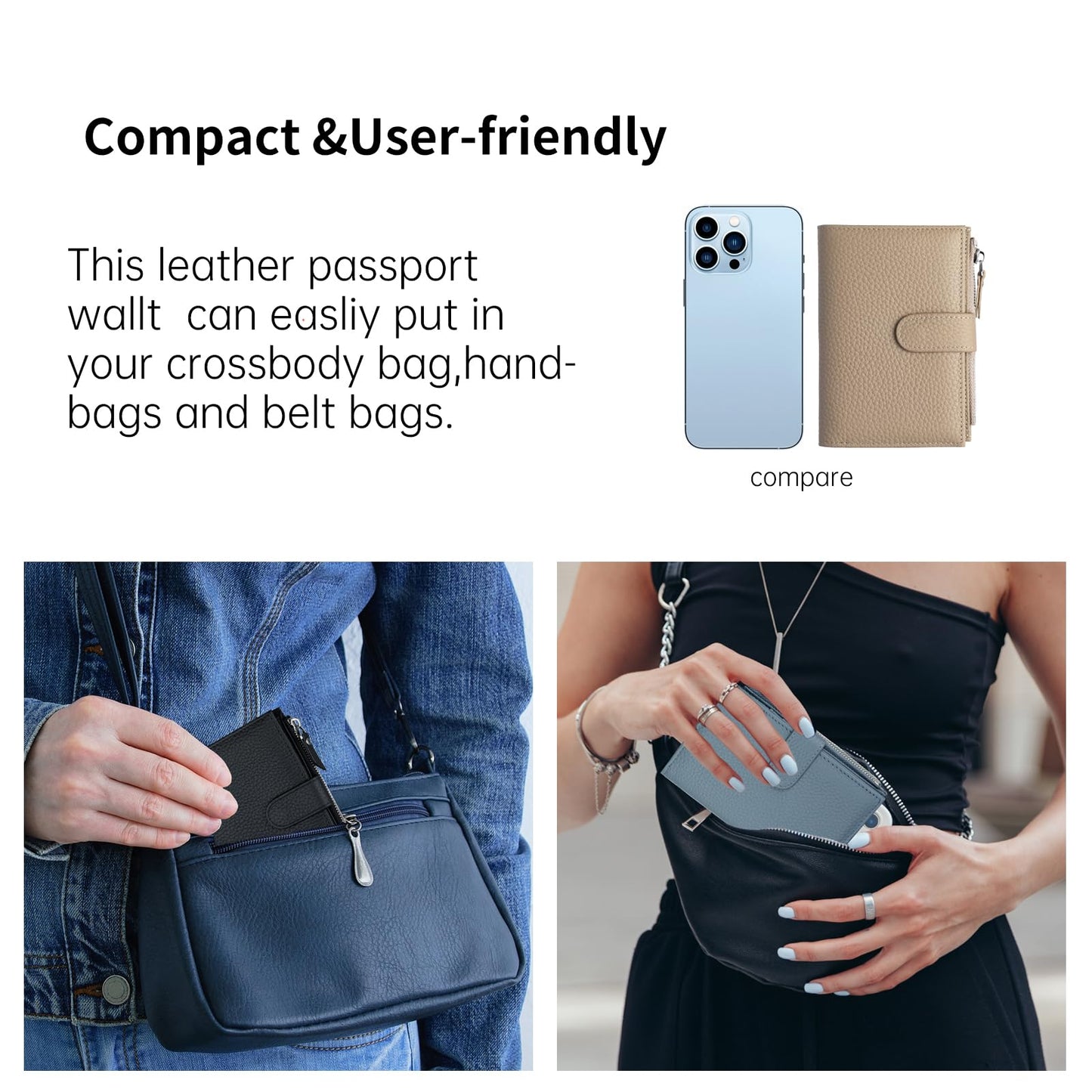 ilovever Passport wallet and Card Slot Combo RFID Blocking Slim Leather Travel Passport Wallet for Men and Women with Zippered Coins Pocket Passport holder, Grey