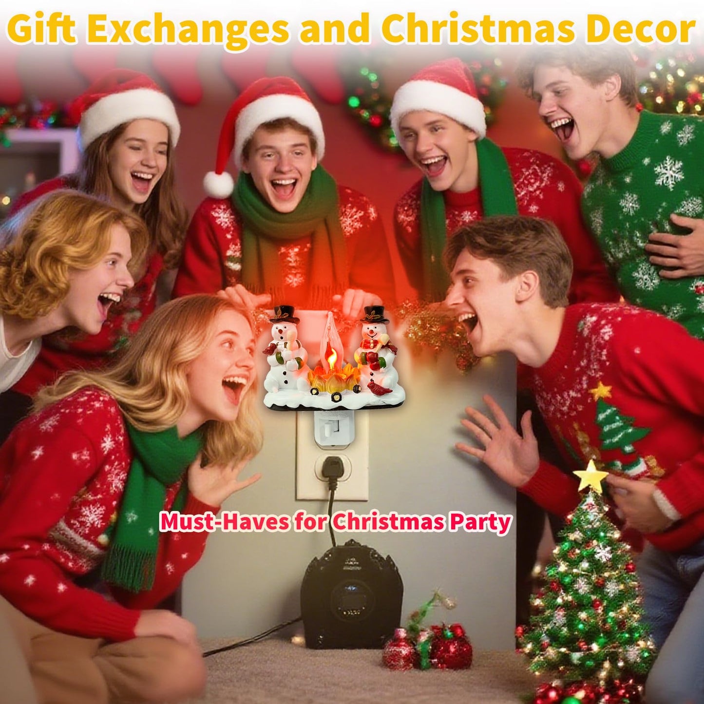 Consdemy 2026 Christmas Night Light Plug into wall - Decorative Snowman Flickering Night Lights - Holiday Flameless Candle Nightlight Plug in - Christmas Gifting for Family and Friends (Snowman)