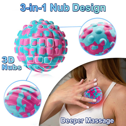 Deep Tissue Massage Ball for Exercise & Recovery - SGS Certification - Targets Back, Shoulder, Legs&Feet - Relieves Muscle Knots, Joint Pain&Tightness, Pressure Point Therapy- Myofascial Release Ball
