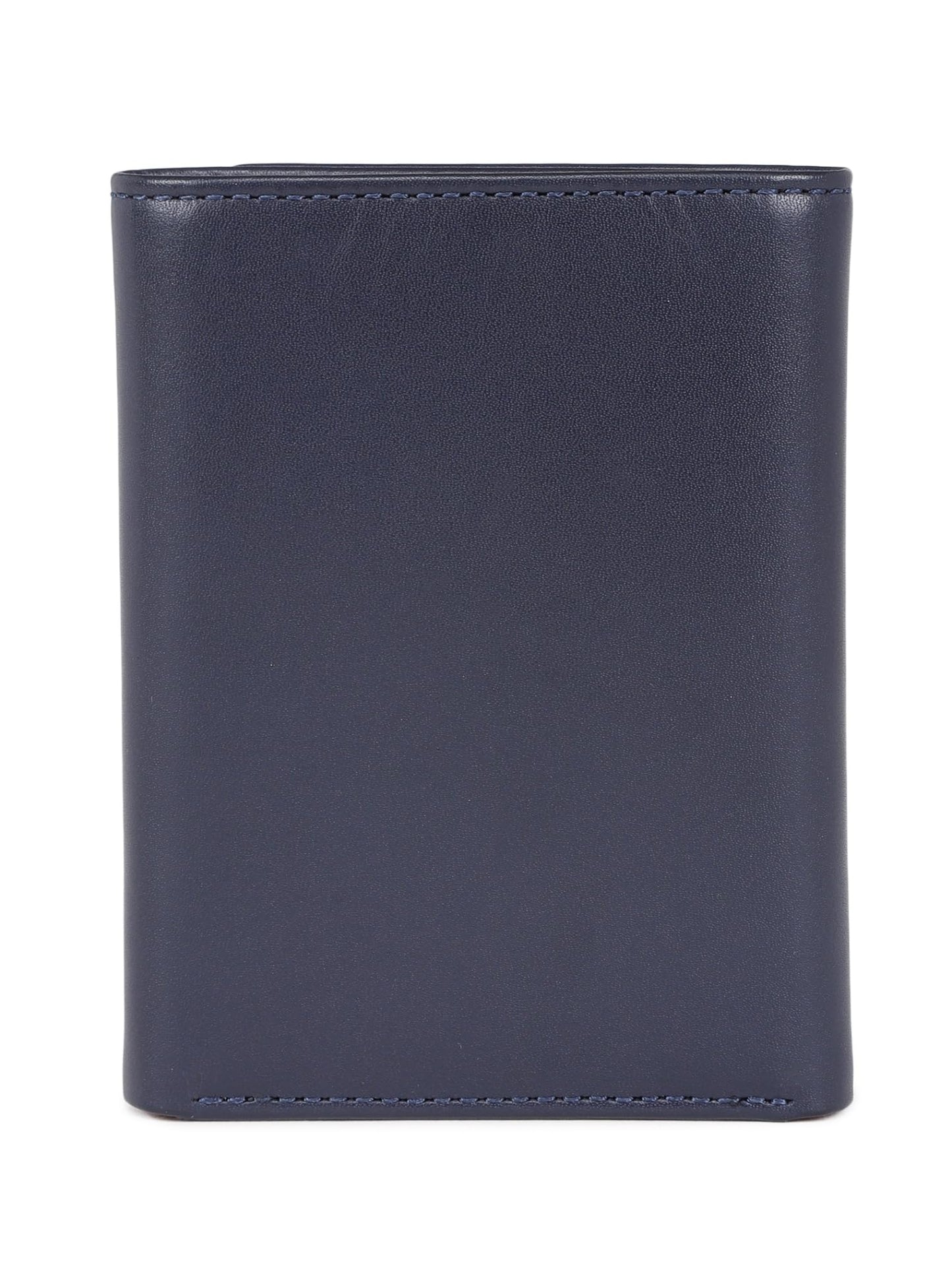 muzaf Trifold Premium Leather Wallet for Men with RFID Blocking (Navy Red)