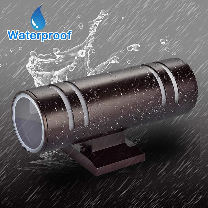 Outdoor Wall Lights Exterior, Modern Outside Sconce Wall Lighting, Exterior Light Fixture Wall Mount Oil Bronze Cylinder, Up Down Outdoor Lights for Garage, House, Porch