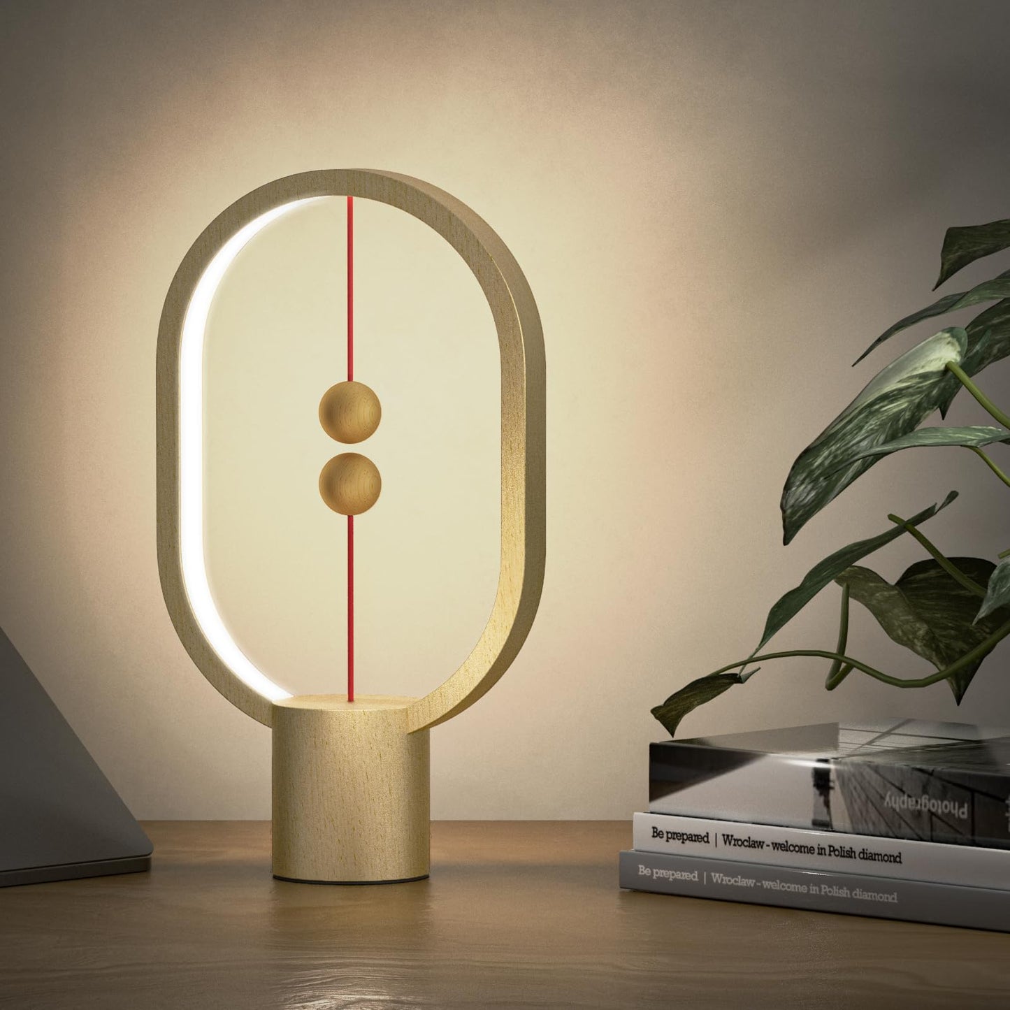 Xhope4u Bedroom Lamps - Mini Balance Lamps, Birthday Gifts, Bedside and Nightstand Lights, Plug-in Night Lights with Magnetic Base for Home, Office, and College Dorm (Wood Color)