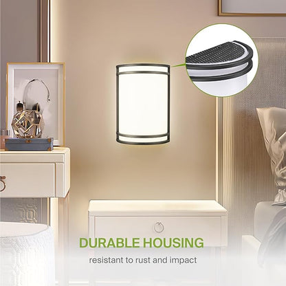 ASD LED Indoor Wall Mount Light Fixture - 10 Inch Modern Interior Matte Black Wall Sconce Lighting - 3000K 4000K 5000K Adjustable - Half Cylinder Hallway Light Fixture - ETL & Energy Star