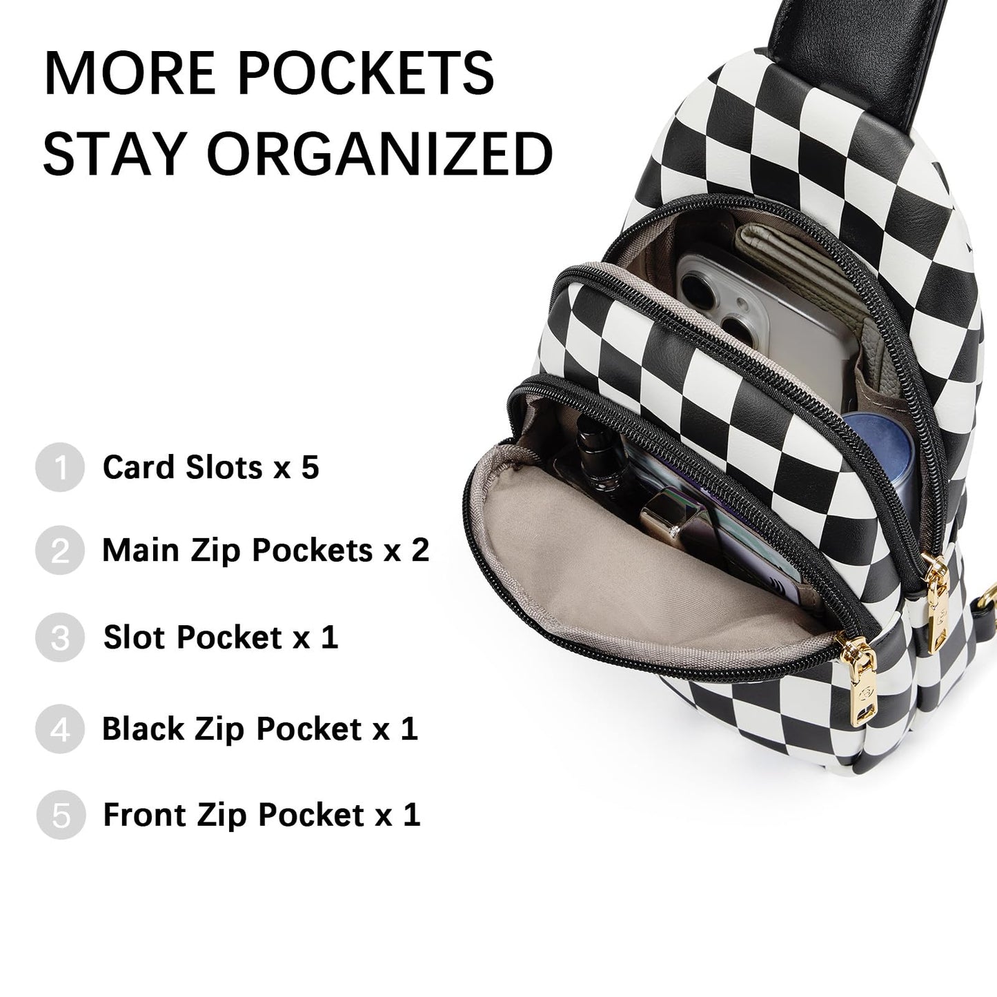 BOSTANTEN Small Sling Bag for Women Leather Crossbody Bags Fanny Pack Chest Bag for Travel